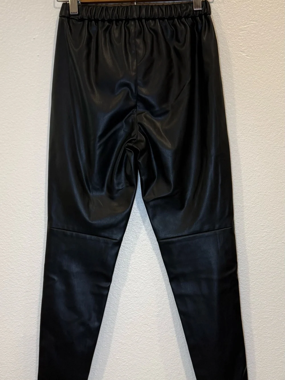 Michael Kors Black Faux Leather Elastic Waist Joggers
